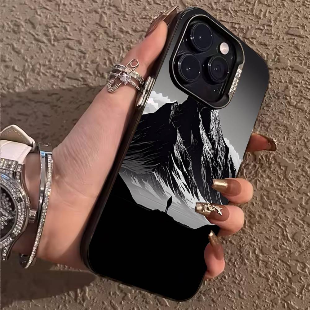 Black Mountain INS Design Phone Case For iPhone 17,16,15,14,13,12,11,Pro,Max,Plus Shockproof Cover
