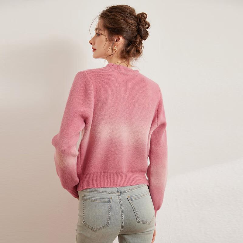 Women's 3D Heart Jacquard Gradient Sweater Cardigan
