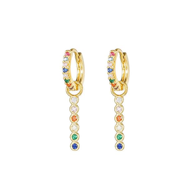 Luxury Rose Red Zircon Stainless Steel Water Drop Hoop Earring For Women 18K Gold Plated Huggie Women's Jewelry Pendientes Mujer