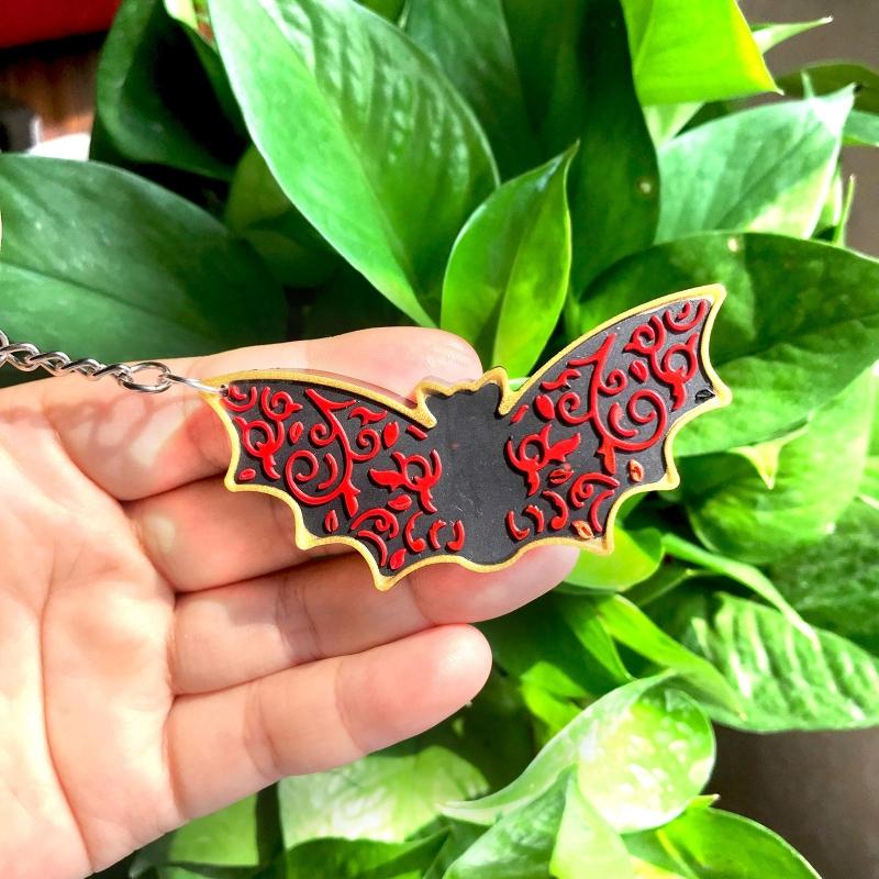 DIY Shiny Halloween Bat Keychain Silicone Mold with Hole for DIY Luggage Tag Resin Casting Mold Trinket Earring Pendant