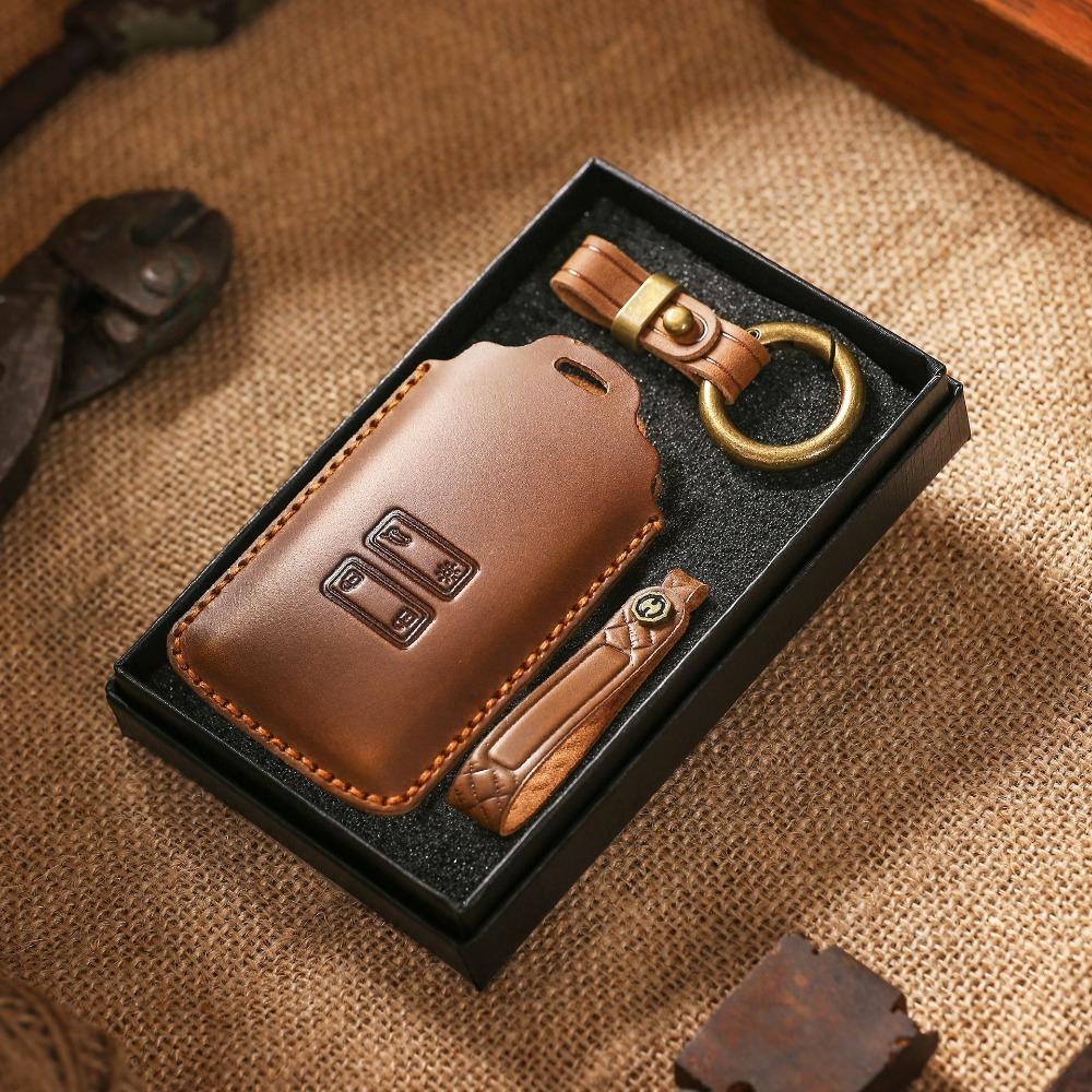 Vintage Leder Schlüsselhülle Etui für Renault Kadjar Koleos Autoschlüsselanhänger Schutzhülle Halter