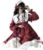 Lady Lazy Lolita Long Sleeve Simple Style Size Dress, Knee-Length, Classic, (Wine Red, M)