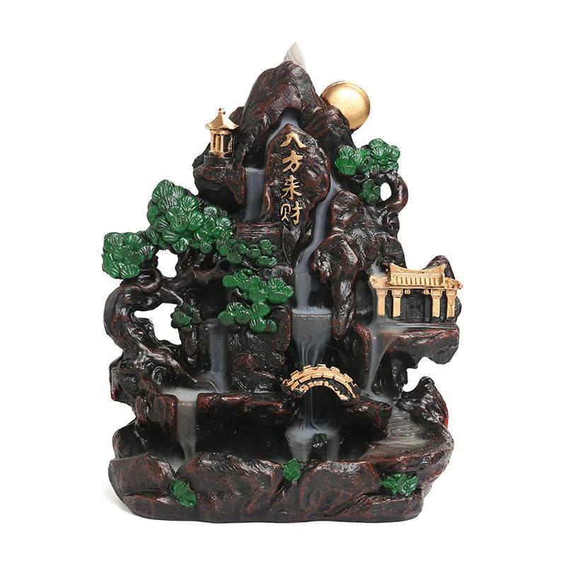 Mountain Falls, Burner, Zen, Resin, Backflow Incense Burner, Brackets, Aromatherapy Crafts, Feng Shui,Office and Home Decoration