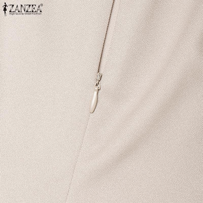 ZANZEA Women Casual Round Neck Summer Half Sleeve Sheath Dress