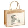 Beach Bag - PLANETEE - Jute with Celestial Definition Pocket - Printed Cotton France - 43 X 33 Cm - Shoulder Straps