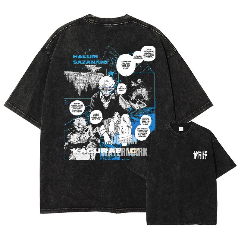 

Anime Sazanami Hakuri T Shirts Oversized Vintage Washed Kagurabachi Tshirt Manga Togo Rokuhira Chihiro Tops Tees Cotton S