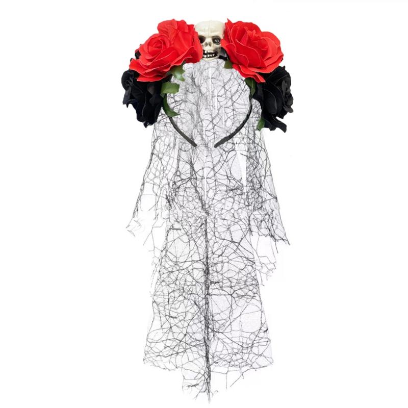 Rose Flower Crown Headband Photo Props Boho Halloween Headwear Party Costume Day Of The Dead Headpiece
