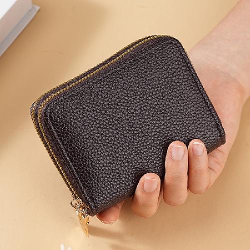 New Double Zipper Short Wallet ID Card Case Cards Wallet Diamond Patterned Embroidered Clutch Purse Women's Wallets Coin Purse