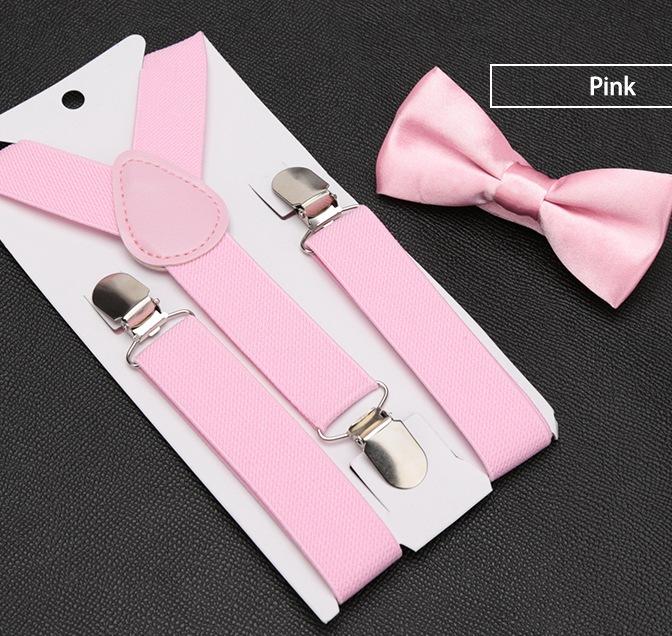 Kids Suspenders Bow Tie Set Boy Girl Retro Adjustable Suspenders Children Baby Braces Clip-on Trousers Wedding Ties Accessories