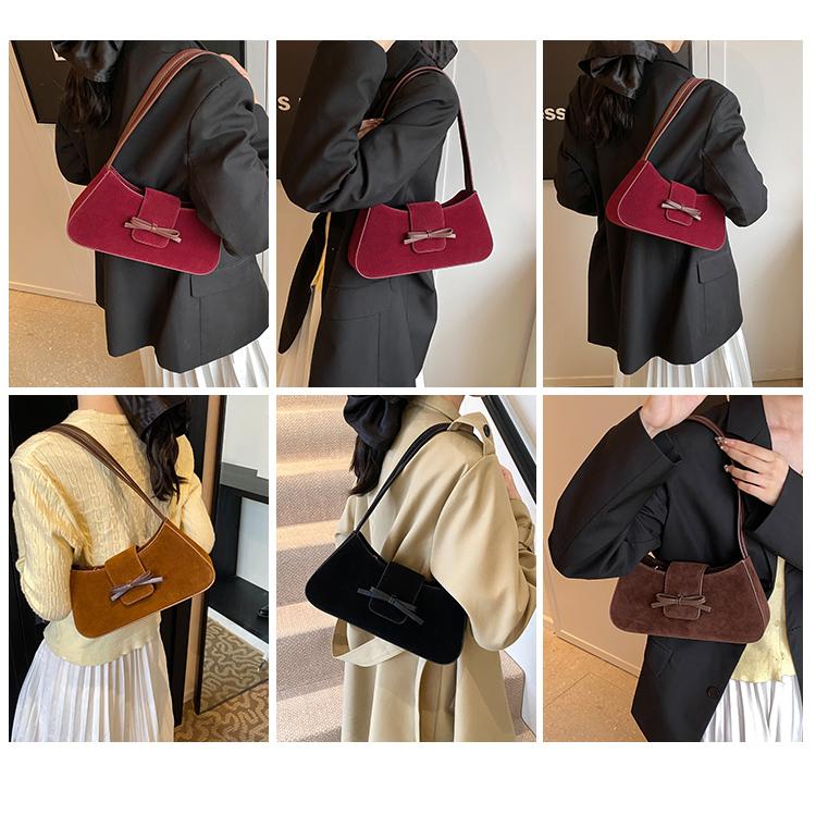 Сумка подмышкой из нубуковой кожи в стиле ретро для женщин — фото 7