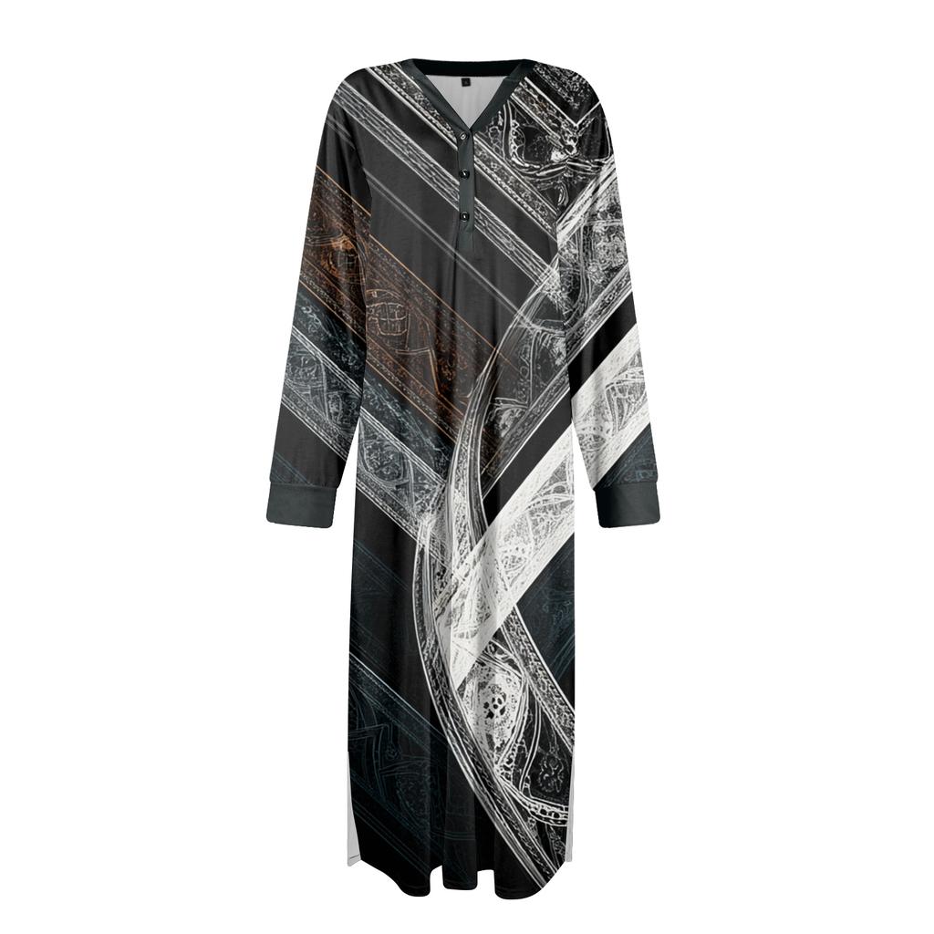 Women's Nightgown Long Loungewear V-neck Nightdress With Pockets