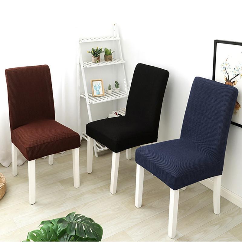 Solid Color Dining Chair Cover Jacquard Spandex Slipcover Protector Stretch Case for Kitchen Chair Seat Hotel Banquet Elastic