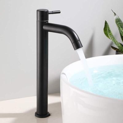 Enhanced Black Single-Hole Cold Basin Faucet - 304 Stainless Steel for Countertop/Undermount Bath