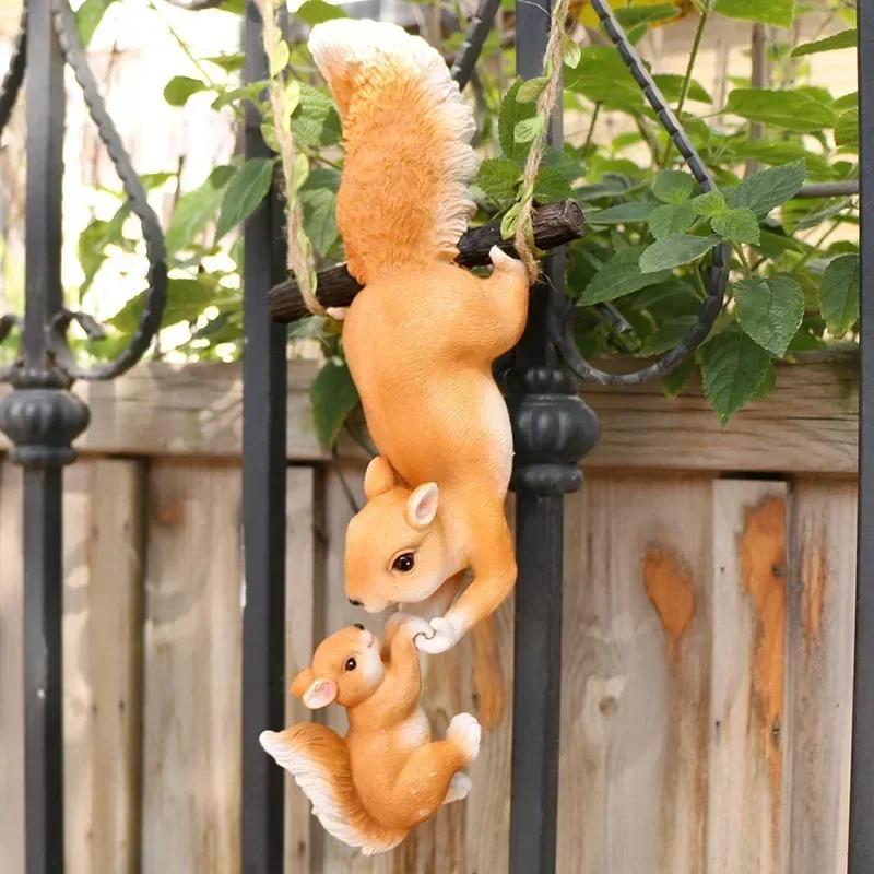 Creative Resin Squirrel Statue Home Garden Courtyard Miniature Landscape Decoration Pendant Crafts Personalized Holiday Gifts