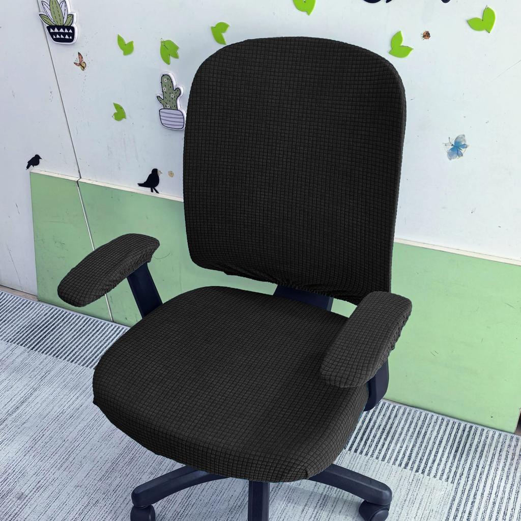 2Pcs/Set Office Resist Water Chair Cover Solid Computer Chair Cover Stretch Armchair Seat Case