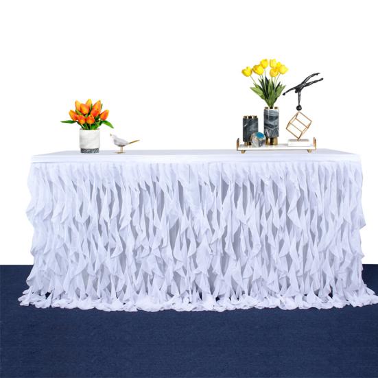 Curly Willow Table Skirt for Rectangle Round Tables 6ft Ruffle Tutu Table Cloth Reusable Table Skirt for Baby Shower Birthday Party Candy Cake Tables