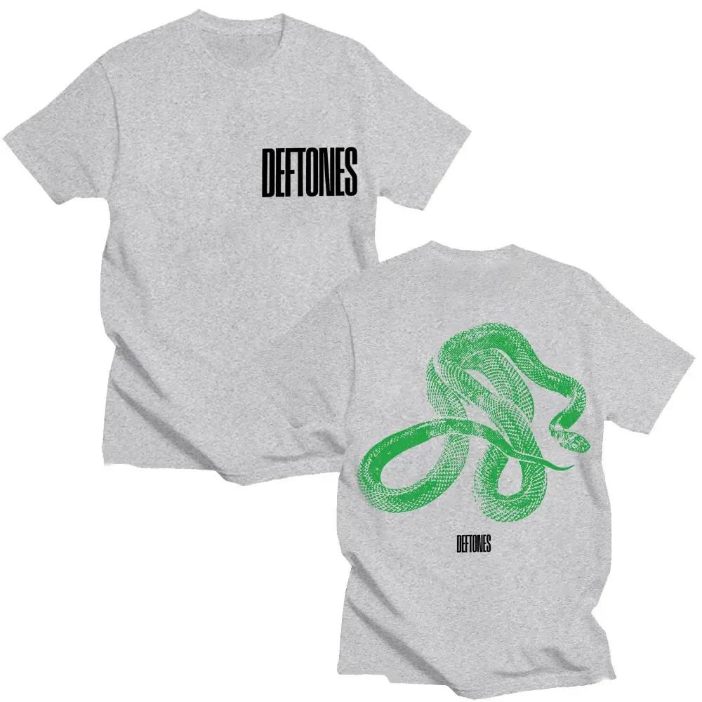 Rock Band Deftones Grünes Schlangenmuster T-Shirt Privates Musikalbum Retro Modetrend Sommerdruck 100% Reine Baumwolle T-Shirt