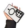 Samsung S25/S24 Ultra Magnetic Transparent Phone Case with Ice Color and Metal Lens Ring