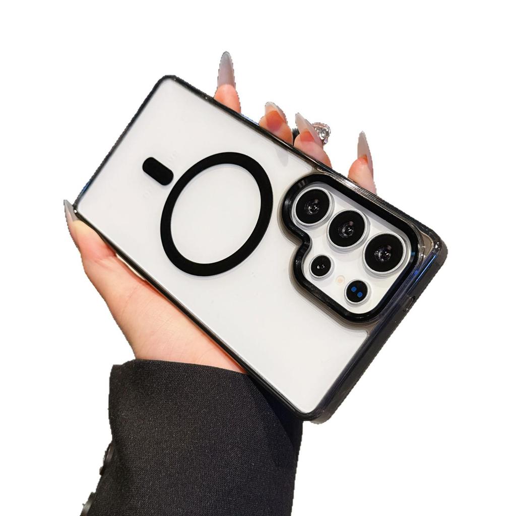 Samsung S25/S24 Ultra Magnetic Transparent Phone Case with Ice Color and Metal Lens Ring