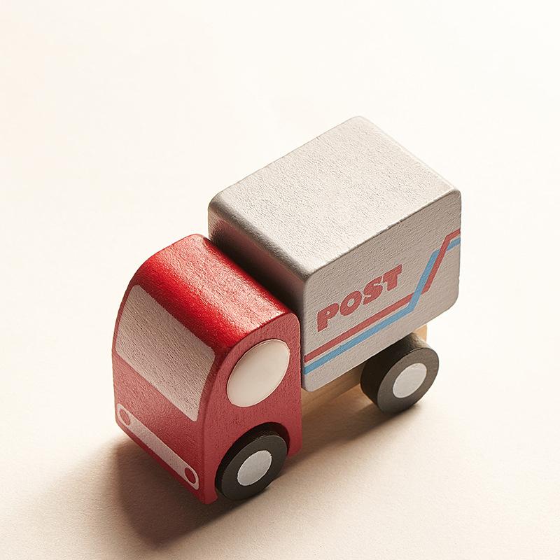 Kids Mini Wooden Cars Truck Aircraft Model Toy Montessori Wooden Education Colorful Vehicle Toys Simulation Cars Decoration Gift