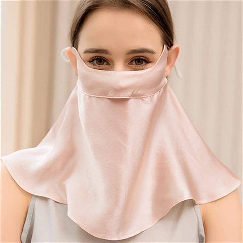 Mulberry Silk Facekini: Full Face & Neck UV and Smoke Protection Mask for Women