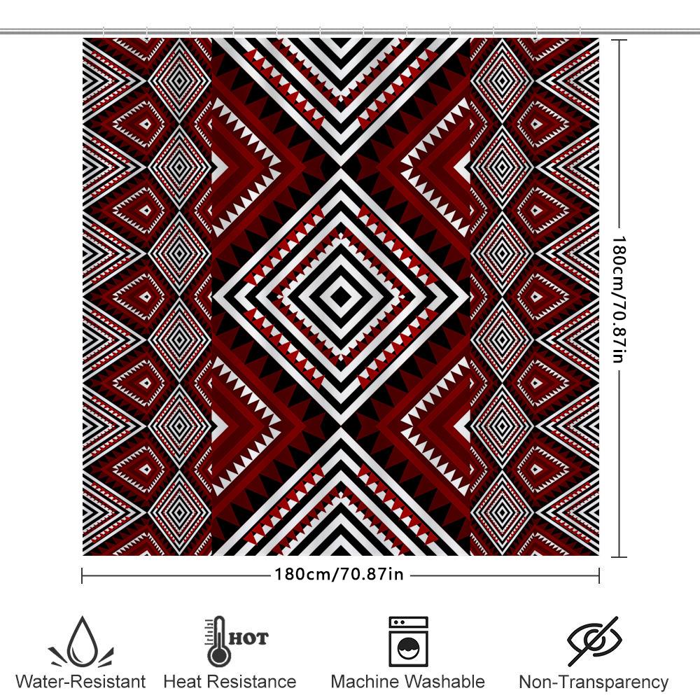 Modern Bath Shower Curtain Waterproof Decorative Printed Geometric Patterns Black Red White Polyester Fabric Bathroom Home Decor