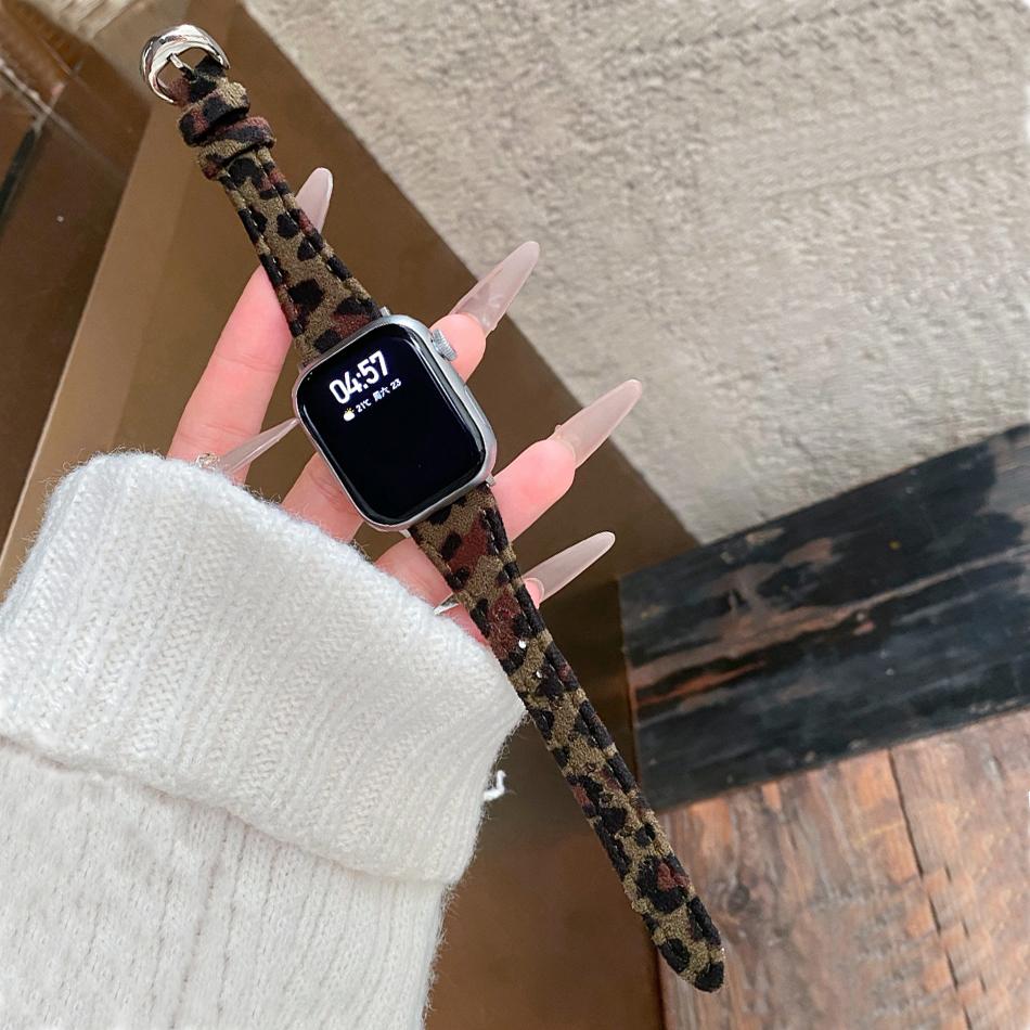 Woman Leopard Print Leather Strap For Apple Watch Band S11/10/9/8/7/SE/Ultra IWatch 49/46/45/44/42/41/40/38mm High-end Bracelet