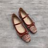 Fashion 2025 Flat Shoes Women's Spring Autumn New Vintage Mary Jane Shoes Women's Shallow Square Toe Large Size Women's Shoes 41-43