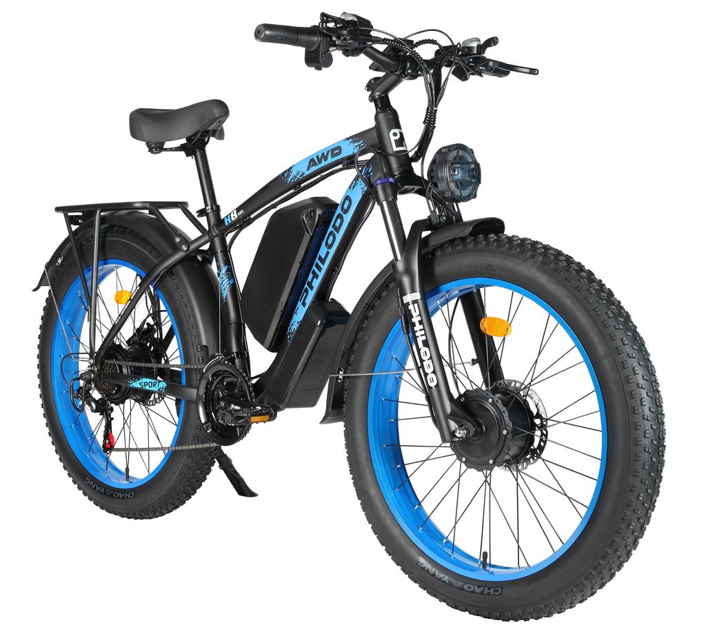 PHILODO Bicicletă electrică H8 All-Terrain Baterie 48V26Ah Motor 3000W Motor Dublu Roți Late de 26 Inch Sarcină 150KG Bicicletă Electrică de Munte Pentru Adult Cu Scaun pentru Pasager