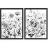 Botanical Canvas Prints Wall Art Black & White Wildflower Pictures Rustic Floral Paintings Decor 2 Panels Modern Framed Artwork for Bathroom