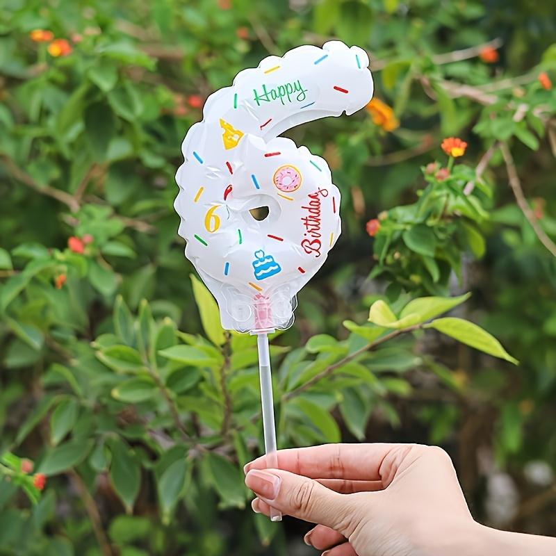 1pc Cake-Decorated Digital Balloon, for Bathing, Cake Decoration, Birthday Festival Number Flag, Handheld Aluminum Film Balloon Group Number Birthday