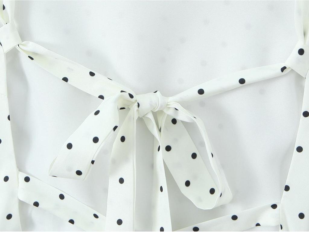 2026 Sweet Polka Dot 2-Piece Set: Slim Fit Backless Crop Top & Low-Waist A-Line Mini Skirt