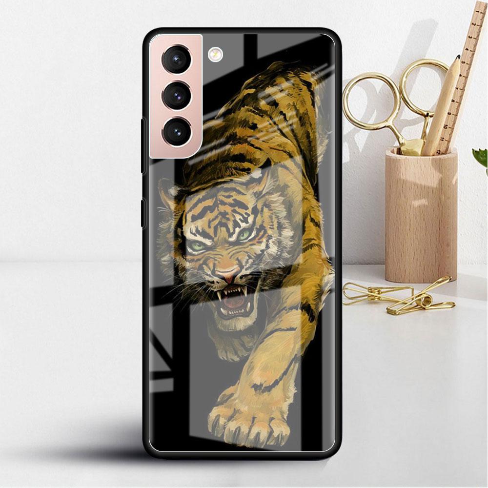 

Чехол из стекла Tiger Animal для Samsung Galaxy S22 S20 FE S21 Plus, чехол для телефона S10 5G S9 Note 20 Ultra 10 Lite Shell Samsung Note 9
