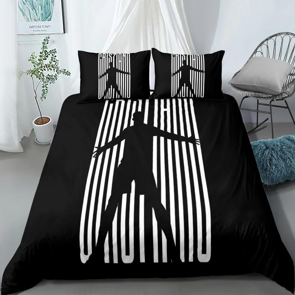 Exquisite Football Star Ronaldo 3D Print BoyBedding Set Duvet Cover Pillowcase Single Twin Size Gift for Student Adult 3pcs