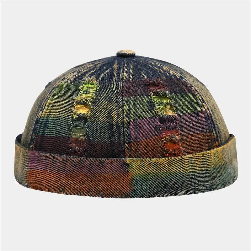 Frühling und Sommer Baumwolle Druck Docker Mütze Schirmlose Mütze Skullies Beanie Mützen Vermieter Matrosenmütze Herren und Damen 35