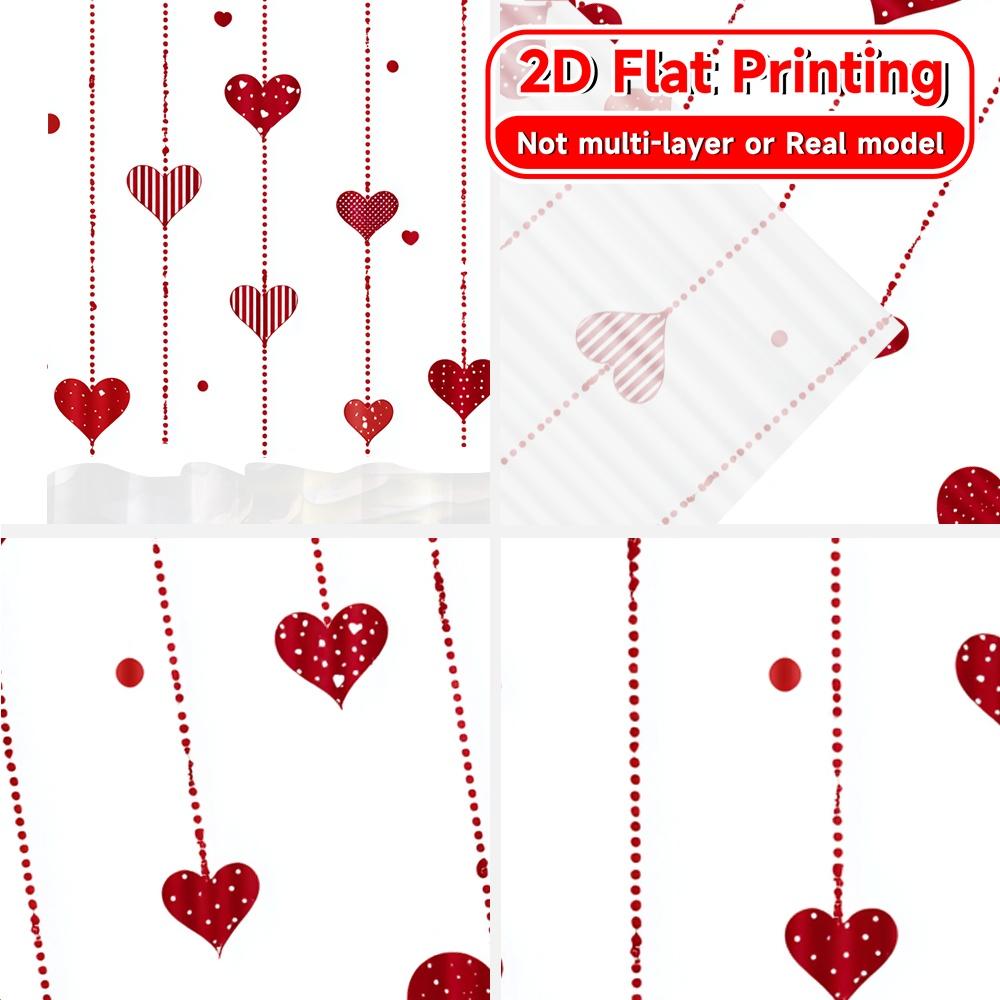 2D Flat Printing  2pcs Hanging Hearts Chic Contemporary Curtains Durable 100% Polyester Fabric Curtains Decorations Outdoor