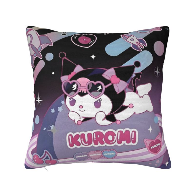 Custom Modern Cute Sanrio Kuromi Anime Cushion Cover Velvet Kawaii Cartoon Pillow Case Home Decor