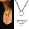 Simple Thick Lock Chain Geometric Hollow Circle Punk Necklace Fashion Jewelry