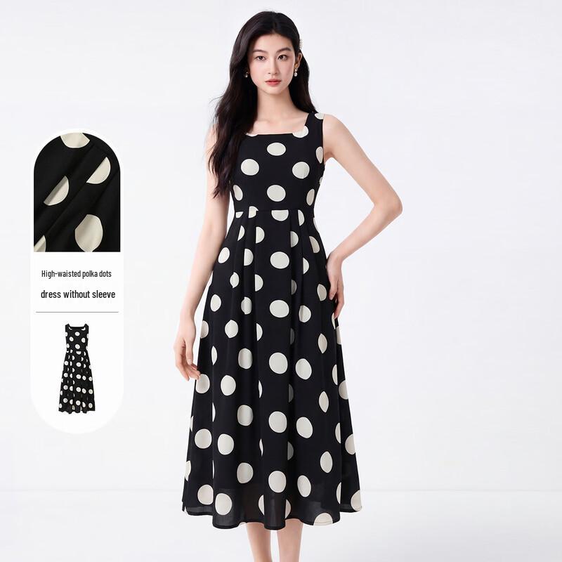FivePlus Hepburn Style Polka Dot Sleeveless Dress S