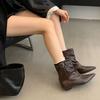 Damenstiefel mit Innensohle, Retro-Dunkel, Kurze Stiefel, Ritterstiefel, Martin-Stiefel, Herbst-Neu, Spitz, Kurze Stiefel, Westernstiefel