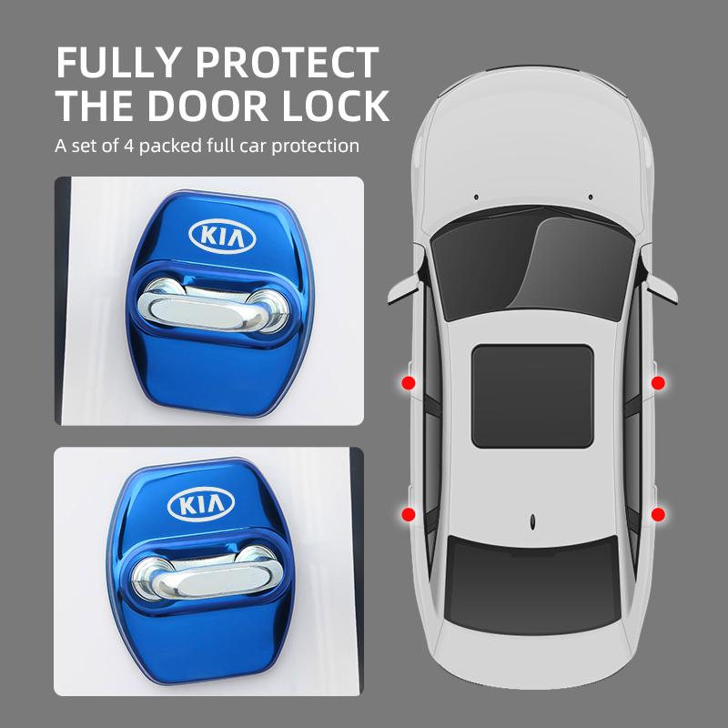 4 Stück 3 Typen Für Kia Rio Ceed Sportage Cerato Soul Autotür-Schlossabdeckung Aufkleber Metall-Emblem Abziehbild Auto-Tür-Styling