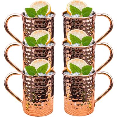 6 Stück Cocktail-Weinglas Moscow Mule Becher Edelstahl Gehämmert Kupferplattiert Bierbecher Kaffee Barwerkzeuge Trinkgeschirr für Ramadan