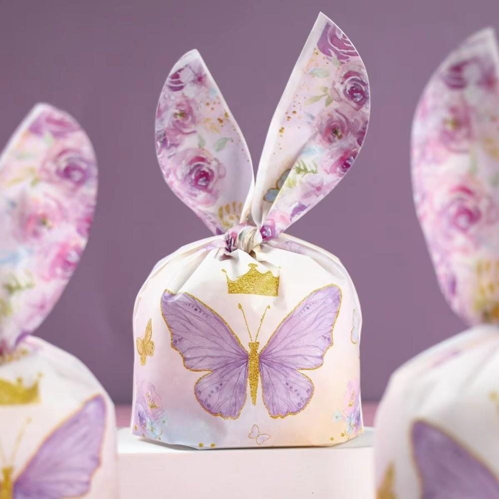 50Pcs Party Favors Cookie Candy Bags Carton Snack Packing Supplies Rabbit Ear Bags Easter Party