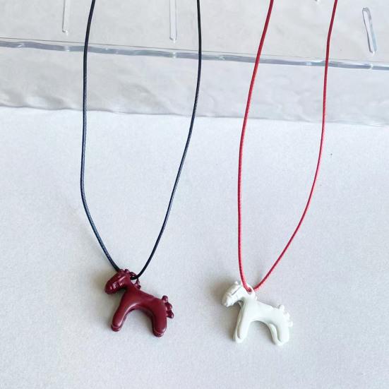 3D Horse Pendant Necklace Enamel Mini Horse Charm Necklace Cute Horse Long Necklace Gift for Men Women Horse Lovers