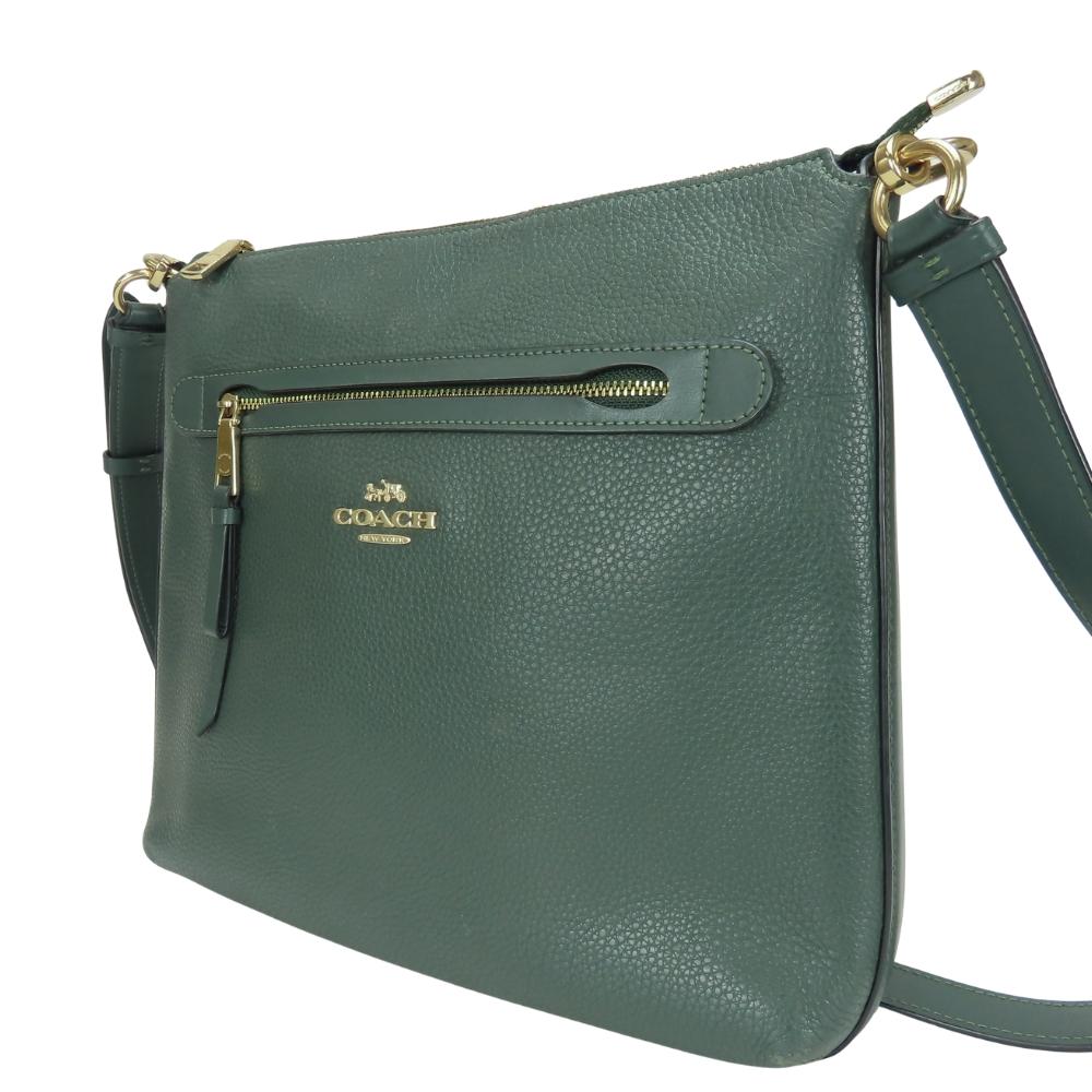 Used COACH Shoulder Bag F34823 Cross body leather Dark green casual