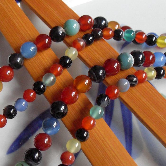 Natural Multi-Colored Agate Loose Beads (3-10mm) for DIY Jewelry 4mm Strand
