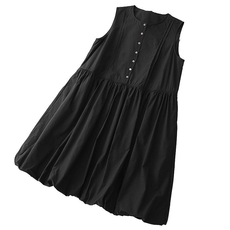 Women's Casual Japanese Blue Sleeveless Lantern Dress
