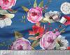 Soimoi Japan Crepe Satin Fabric Leaves,Poppy & Peony Flower Decor Fabric Printed Metre 42 Inch