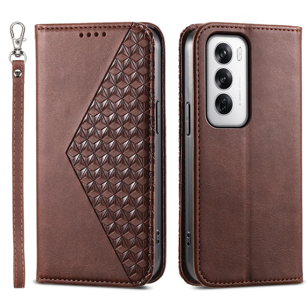 For Oppo Reno12 5G (Global) Case PU Leather Wallet Phone Cover Calf Texture