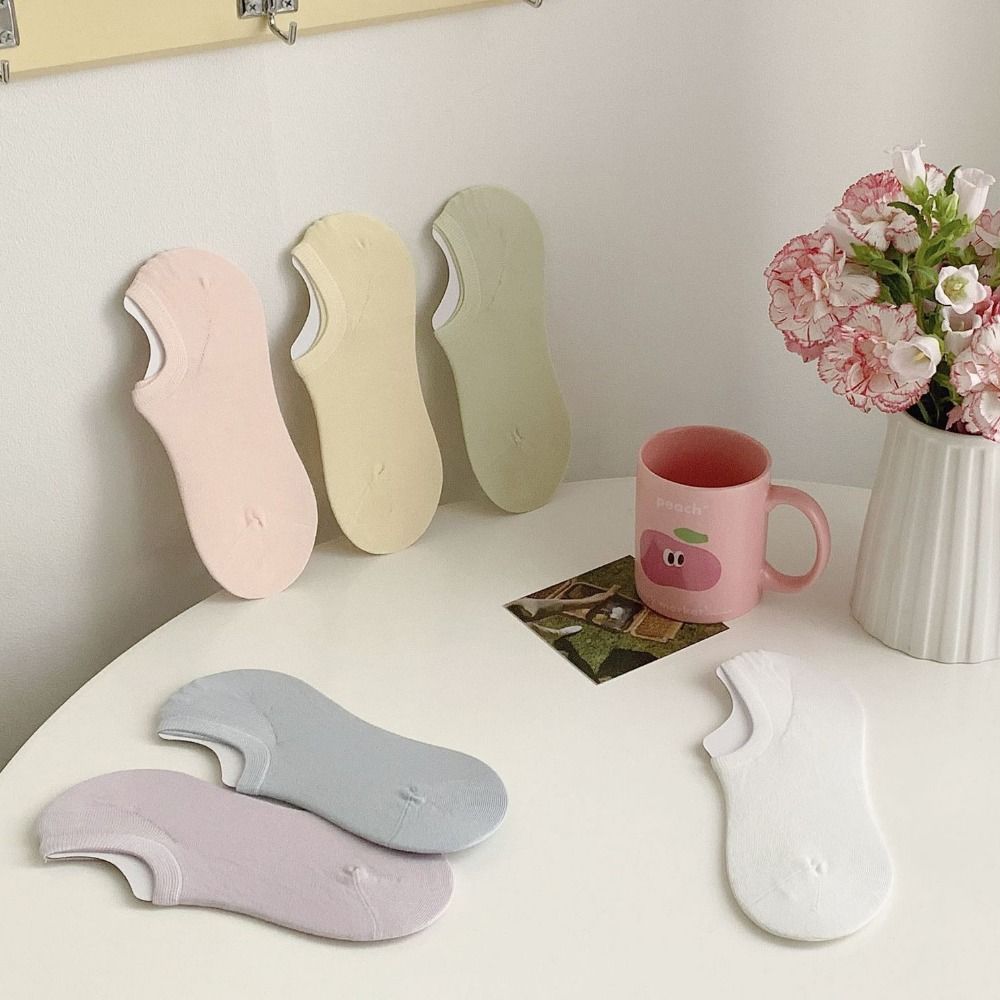 

Low-fronte Ankle Socks Antiskid Cotton Floor Socks Solid Color Women Socks Female